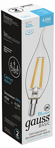 Лампа светодиодная Gauss Basic Filament E14 4.5Вт 4100K 1041125