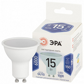 Лампа светодиодная Эра Стандарт GU10 15Вт 6000K LED MR16-15W-860-GU10
