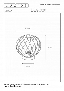Настольная лампа декоративная Lucide Danza 21528/25/30