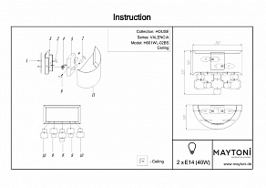 Накладной светильник Maytoni Valencia H601WL-02BS