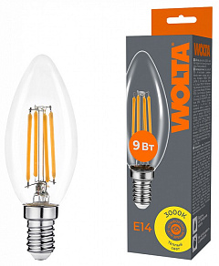 Лампа светодиодная Wolta  E14 9Вт 3000K WF-C35-9W3KE14