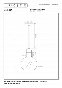 Подвесной светильник Lucide Julius 34438/28/61