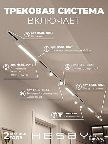 Комплект трековый Hesby Lighting Skylite №5 HSBL_kompl_S005_NI4W3K