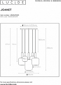 Подвесной светильник Lucide Joanet 45494/15/65