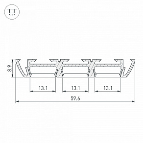 Профиль накладной Arlight PHS-3X-2000 ANOD 013209