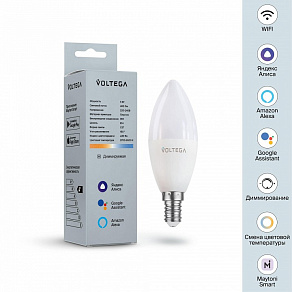 Лампа светодиодная с управлением через Wi-Fi Voltega Wi-Fi bulbs E14 5Вт 2700-6500K VG-C37E14cct-WIFI-5W