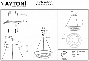 Подвесной светильник Maytoni Nola MOD100PL-L88BSK