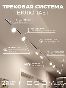 Комплект трековый Hesby Lighting Skylite №13 HSBL_kompl_S013_NI4W4K