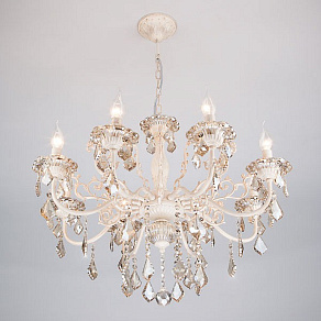 Подвесная люстра Eurosvet Elisha 3281/8 белый с золотом/тонированный хрусталь Strotskis