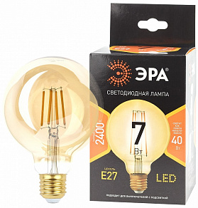 Лампа светодиодная Эра F-LED E27 7Вт 2400K F-LED G95-7W-824-E27 gold