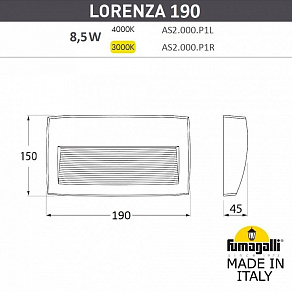 Накладной светильник Fumagalli LORENZA AS2.000.000.BXK1L