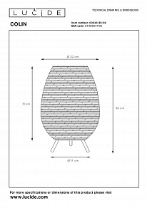 Настольная лампа декоративная Lucide Colin 03543/36/30