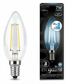 Лампа светодиодная Gauss LED Filament Candle E14 7Вт 4100K 103801207-S