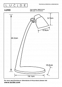 Настольная лампа офисная Lucide Ludo 18660/05/02