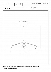 Подвесной светильник Lucide Yunkai 10413/50/72