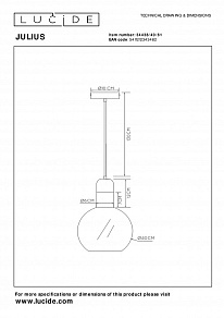 Подвесной светильник Lucide Julius 34438/40/61