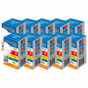 Набор из 10 ламп светодиодных Volpe OPTIMA DIM E27 6Вт 3000K UL-00013903