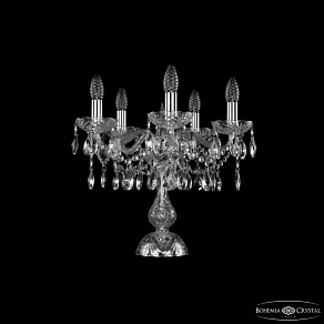 Настольная лампа декоративная Bohemia Ivele Crystal 1413 1413L/5/141-39 Ni