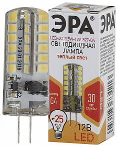 Лампа светодиодная Эра Стандарт G4 3.5Вт 2700K LED JC-3,5W-12V-827-G4
