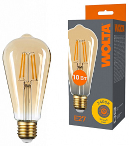 Лампа светодиодная Wolta  E27 10Вт 2400K WF-ST64-10W2.4KE27