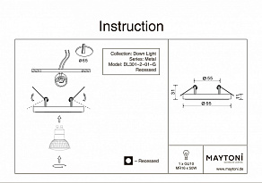 Встраиваемый светильник Maytoni Metal DL301-2-01-G