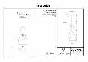 Подвесной светильник Maytoni Indiana MOD544PL-01W