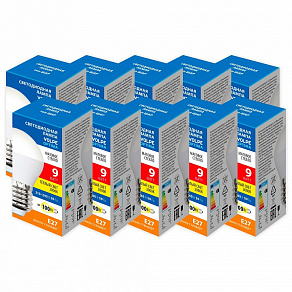 Набор из 10 ламп светодиодных Volpe OPTIMA E27 9Вт 3000K UL-00013900