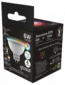 Лампа светодиодная Gauss 406 GU5.3 6Вт 3000-6500K 101105406