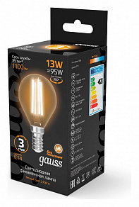 Лампа светодиодная Gauss Filament E14 13Вт 2700K 105801113