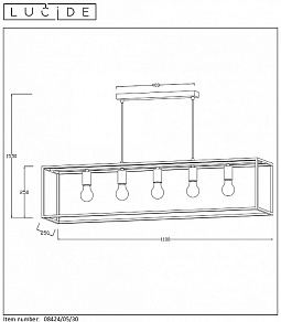 Подвесной светильник Lucide Arthur 08424/05/30
