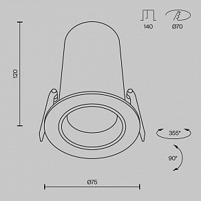 Встраиваемый светильник Maytoni Technical FOCUS LED DL125-L12-3K-W