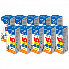 Набор из 10 ламп светодиодных Volpe OPTIMA Филамент E27 5.5Вт 3000K UL-00013816