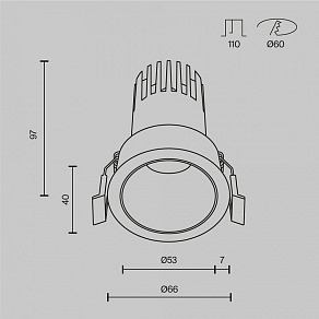 Встраиваемый светильник Maytoni  DL116-10W-3K-W