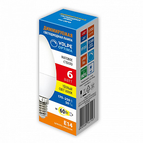 Лампа светодиодная Volpe OPTIMA DIM E14 6Вт 3000K UL-00009225