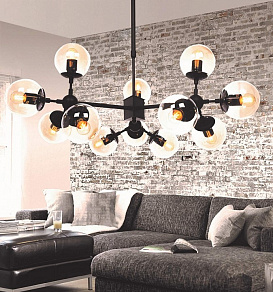 Люстра на штанге LUMINA DECO Zodiak LDP 160-12 BK+TEA