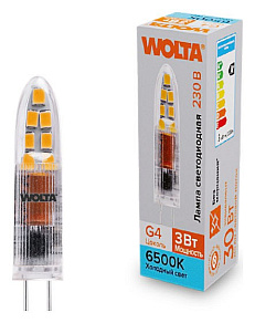 Лампа светодиодная Wolta  G4 3Вт 6500K WSTD-JC-220V3W6KG4-P