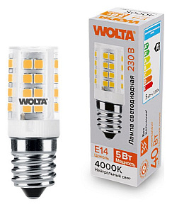 Лампа светодиодная Wolta  E14 5Вт 4000K WSTD-JCD-5W4KE14-C