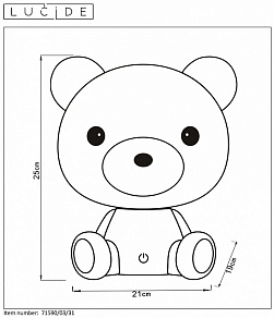 Ночник Lucide Dodo Bear 71590/03/31