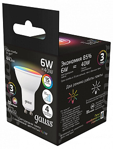 Лампа светодиодная Gauss 406 GU10 6Вт 3000-6500K 101106406