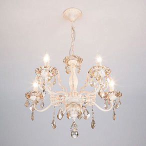 Подвесная люстра Eurosvet Elisha 3281/5 белый с золотом/тонированный хрусталь Strotskis