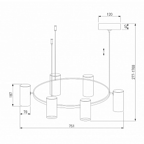 Подвесная люстра Eurosvet Spacer 90103/6 матовый серый/золото