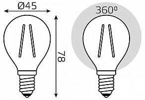 Лампа светодиодная Gauss Filament Elementary E14 8Вт 2700K 52118