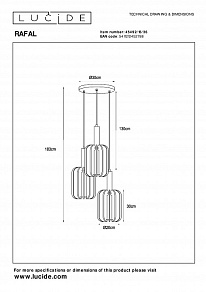 Подвесной светильник Lucide Rafal 45492/13/36