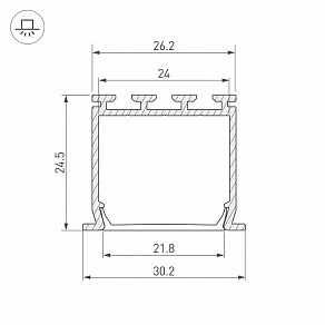 Профиль встраиваемый Arlight PLS-LOCK-H25-FS-2000 ANOD 016446