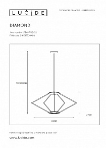 Подвесной светильник Lucide Diamond 73407/63/02