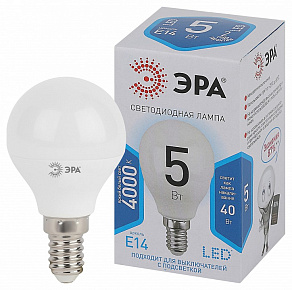 Лампа светодиодная Эра Стандарт E14 5Вт 4000K LED P45-5W-840-E14