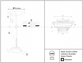 Встраиваемый светильник Maytoni Phanton DL303-L12W4K