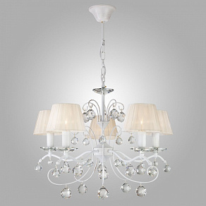 Подвесная люстра Eurosvet Эстель 10058/5 белый с золотом/прозрачный хрусталь Strotskis