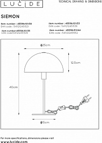 Настольная лампа декоративная Lucide Siemon 45596/01/44