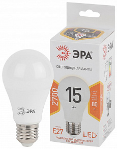 Лампа светодиодная Эра Стандарт E27 15Вт 2700K LED A60-15W-827-E27